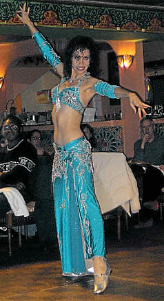 [Bonita dancing in blue costume]